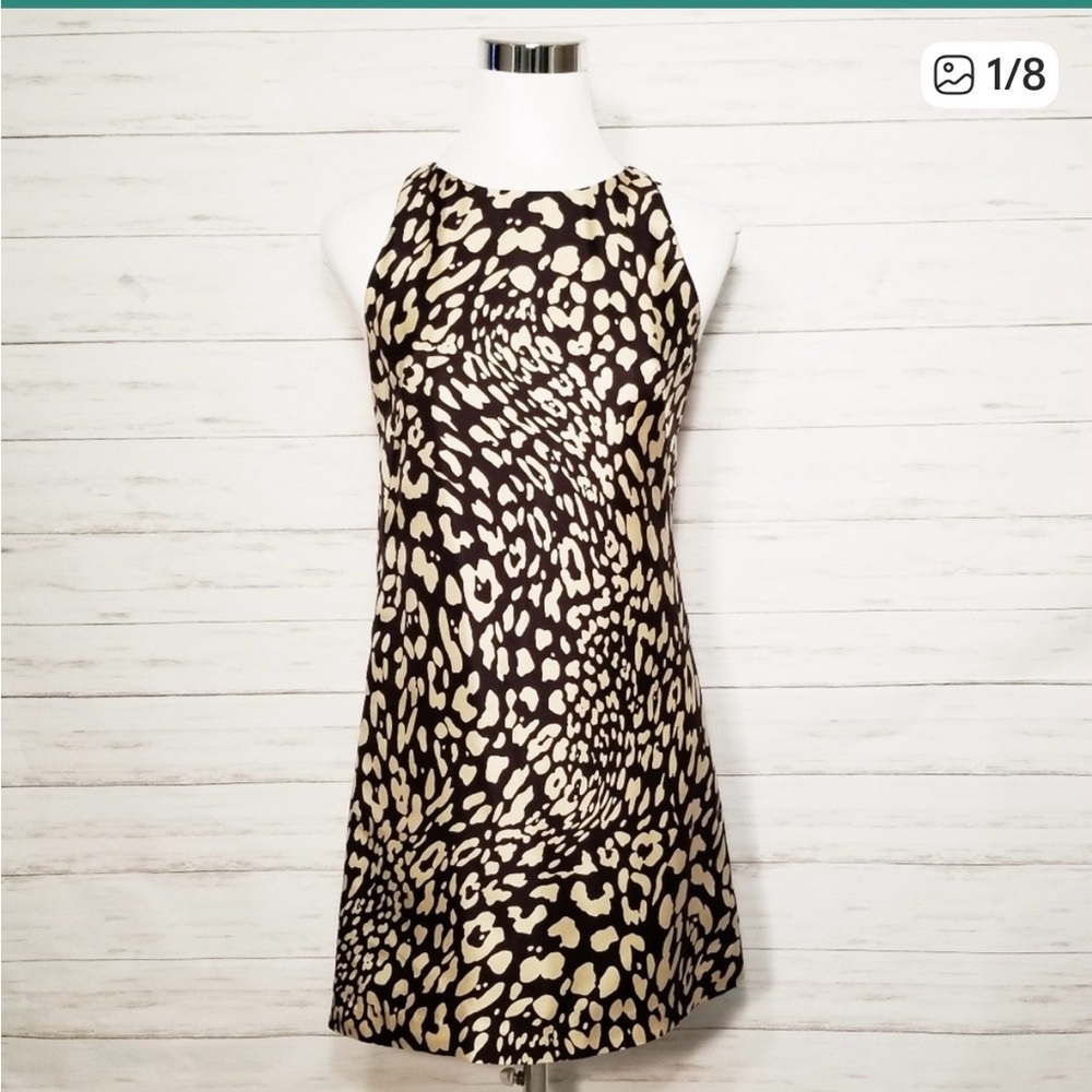 Milly Animal Print Silk Dress Black Gold Size 2